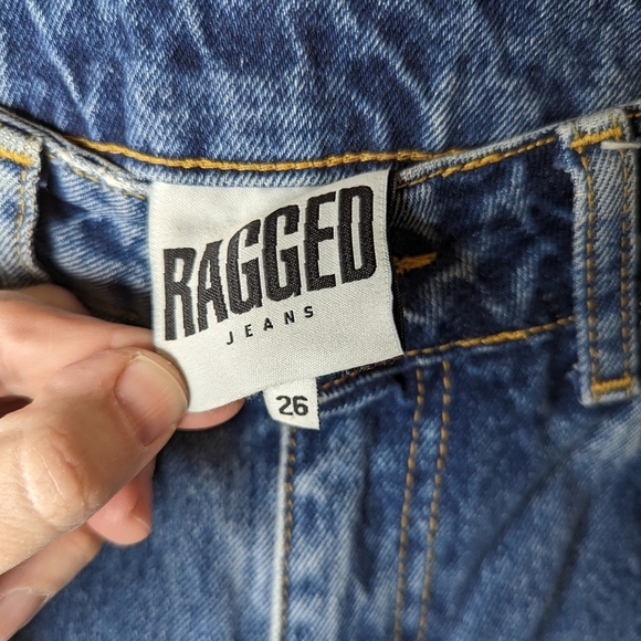 Ragged Jeans Wide Leg Denim Pants with Raw Hem | Size 26 - Picture 9 of 10